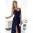 299-7 CHIARA elegant maxi dress with straps - navy blue