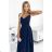 299-7 CHIARA elegant maxi dress with straps - navy blue