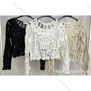 Women's Lace Croptop Long Sleeve Blouse (S/M ONE SIZE) ITALIAN FASHION IMPLP2311600095