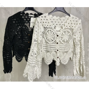 Women's Lace Croptop Long Sleeve Blouse (S/M ONE SIZE) ITALIAN FASHION IMPLP2311300010