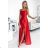419-1 PERLA satin long dress with a neckline on the back - red