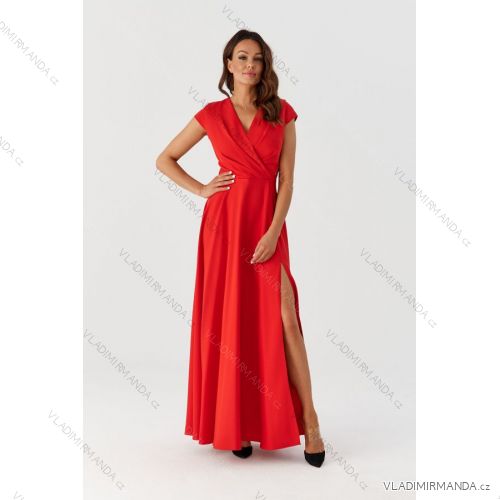 Šaty společenské krátký rukáv dámské (36-56) POLSKÁ MÓDA PMLMR23SIMONA red 36