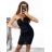 Šaty elegantní krátké bez rukávu společenské dámské (S/M ONE SIZE) ITALSKÁ MÓDA IMM22Q52233 S/M black