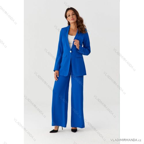 Souprava elegantní kalhoty dlouhé a sako dlouhý rukáv dámská nadrozměr (34-54) POLSKÁ MÓDA PMLMR23Garnitur Royal blue 34