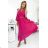 414-4 KLARA pleated dress with a belt and a neckline - fuchsia