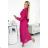 414-4 KLARA pleated dress with a belt and a neckline - fuchsia