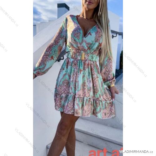 Women's Long Chiffon Short Sleeve Dress (S/M ONE SIZE) ITALIAN FASHION IMWGM23456