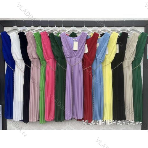 Women's Long Chiffon Short Sleeve Dress (S/M ONE SIZE) ITALIAN FASHION IMWGM23456