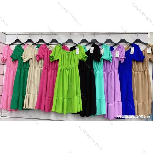 Women's Long Chiffon Short Sleeve Dress (S/M ONE SIZE) ITALIAN FASHION IMWGM23456