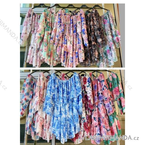 Women's Summer Carmen Long Sleeve Dress (S/M ONE SIZE) ITALIAN FASHION IMWKK23968