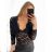 Women's Long Sleeve Lace Bodysuit (S/M ONE SIZE) ITALIAN FASHION IMPGM232597