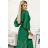 414-3 KLARA pleated dress with a belt and a neckline - green