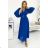414-5 KLARA pleated dress with a belt and a neckline - royal blue