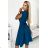 348-5 SCARLETT - flared dress with a neckline - sea ​​color