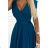 348-5 SCARLETT - flared dress with a neckline - sea ​​color