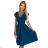 348-5 SCARLETT - flared dress with a neckline - sea ​​color
