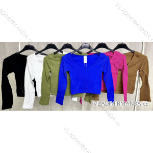 Women's Long Sleeve Crop Top (S/M ONE SIZE) ITALIAN FASHION IMPLP2309130058