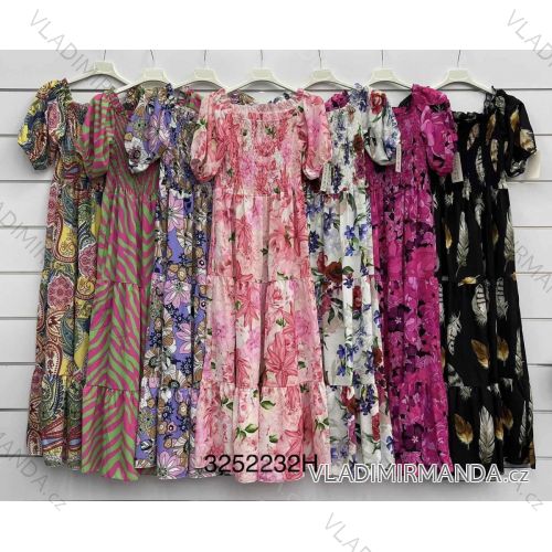 Women's Long Chiffon Short Sleeve Dress (S/M ONE SIZE) ITALIAN FASHION IMWGM23456