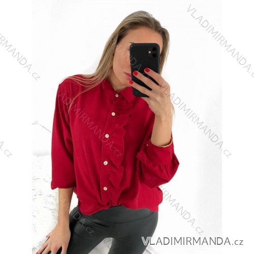 Women's Long Sleeve Sweater (S / M ONE SIZE) ITALIAN FASHION IMWD22361 S/M dark red