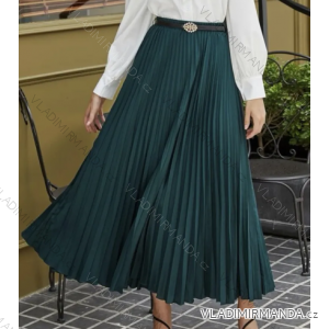 Women's Belted Pleated Long Skirt (S/M ONE SIZE) ITALIAN FASHION IMPMG231555