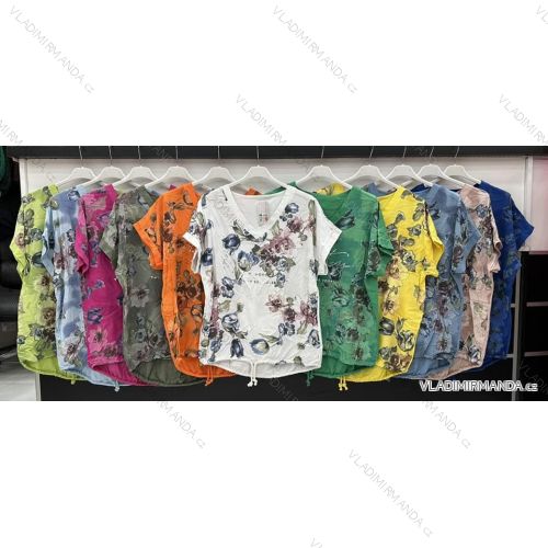 Women's Short Sleeve Tie Up Tunic (S/M ONE SIZE) ITALIAN FASHION IMWD231163