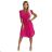417-1 Pleated dress with a neckline and frills on the shoulders - fuchsia