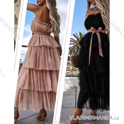 Women's Long Chiffon Short Sleeve Dress (S/M ONE SIZE) ITALIAN FASHION IMWGS231048