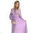 414-6 KLARA pleated dress with a belt and a neckline - lilac color