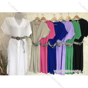 Women's Dress with Belt Short Sleeve (S/M ONE SIZE) ITALIAN FASHION IMPGM233677