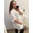 Women's Elegant Belt Long Sleeve Dress (S/M ONE SIZE) ITALIAN FASHION IMM23UN6139 4XL / 5XL white