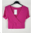 Women's Short Sleeve Crop Top (S/M ONE SIZE) ITALIAN FASHION IMPBB23W2234