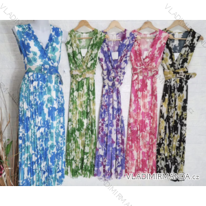 Women's Long Elegant Pleated Sleeveless Dress (S/M ONE SIZE) ITALIAN FASHION IMPGM2323262
