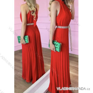 Women's Long Elegant Pleated Sleeveless Dress (S/M ONE SIZE) ITALIAN FASHION IMPGM2323232