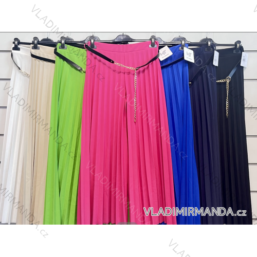 Women's Belted Pleated Long Skirt (S/M ONE SIZE) ITALIAN FASHION IMPSH2323139