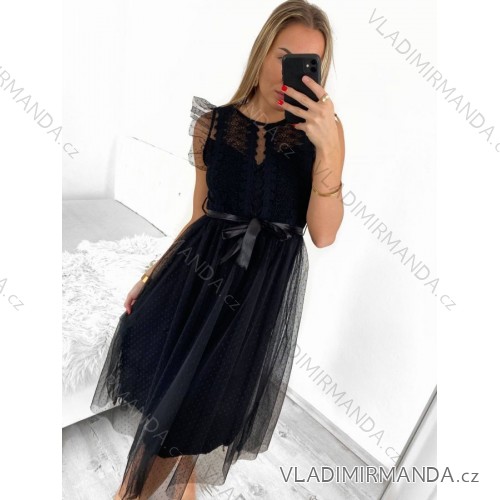 Šaty elegantní krátké bez rukávu společenské dámské (S/M ONE SIZE) ITALSKÁ MÓDA IMM22Q52233 black