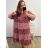 Women's Summer Cotton Short Sleeve Dress (S/M ONE SIZE) ITALIAN FASHION IM722253 4XL / 5XL pink