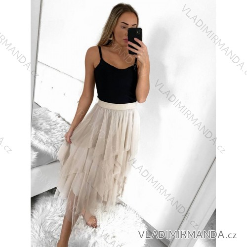 Women's Long Chiffon Short Sleeve Dress (S/M ONE SIZE) ITALIAN FASHION IMWGM23456 S/M béžová